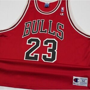 VTG 90s Michael Jordan Chicago Bulls Champion Basketball Jersey Mens 52 Red #23